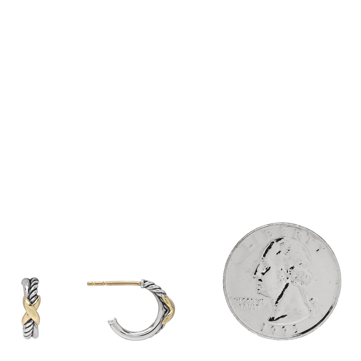 Sterling Silver 18K Yellow Gold Petite X Hoop Earrings