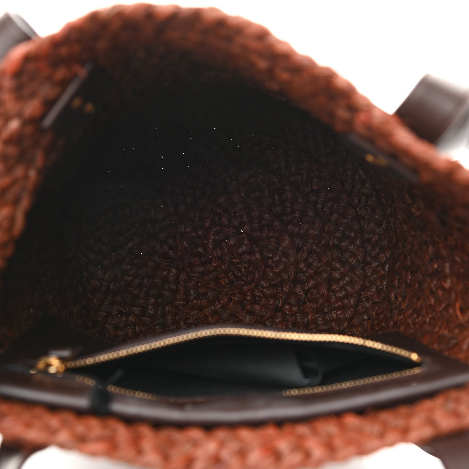 Saint Laurent Raffia Calfskin Small Panier Tote Dark Chocolate 5 of 10
