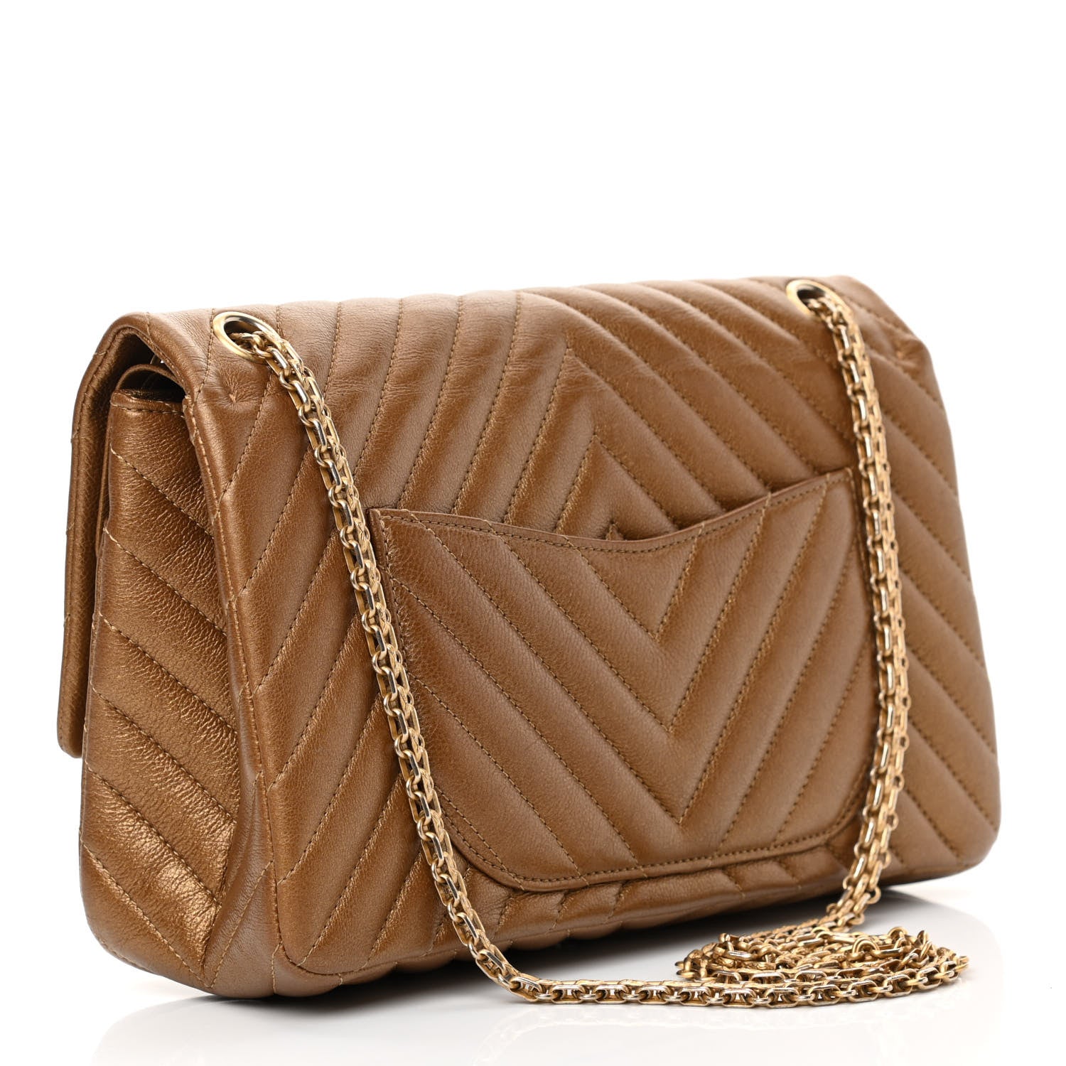 Chanel Metallic Calfskin Chevron Quilted 2.55 Reissue 226 Flap Gold 3 of 15