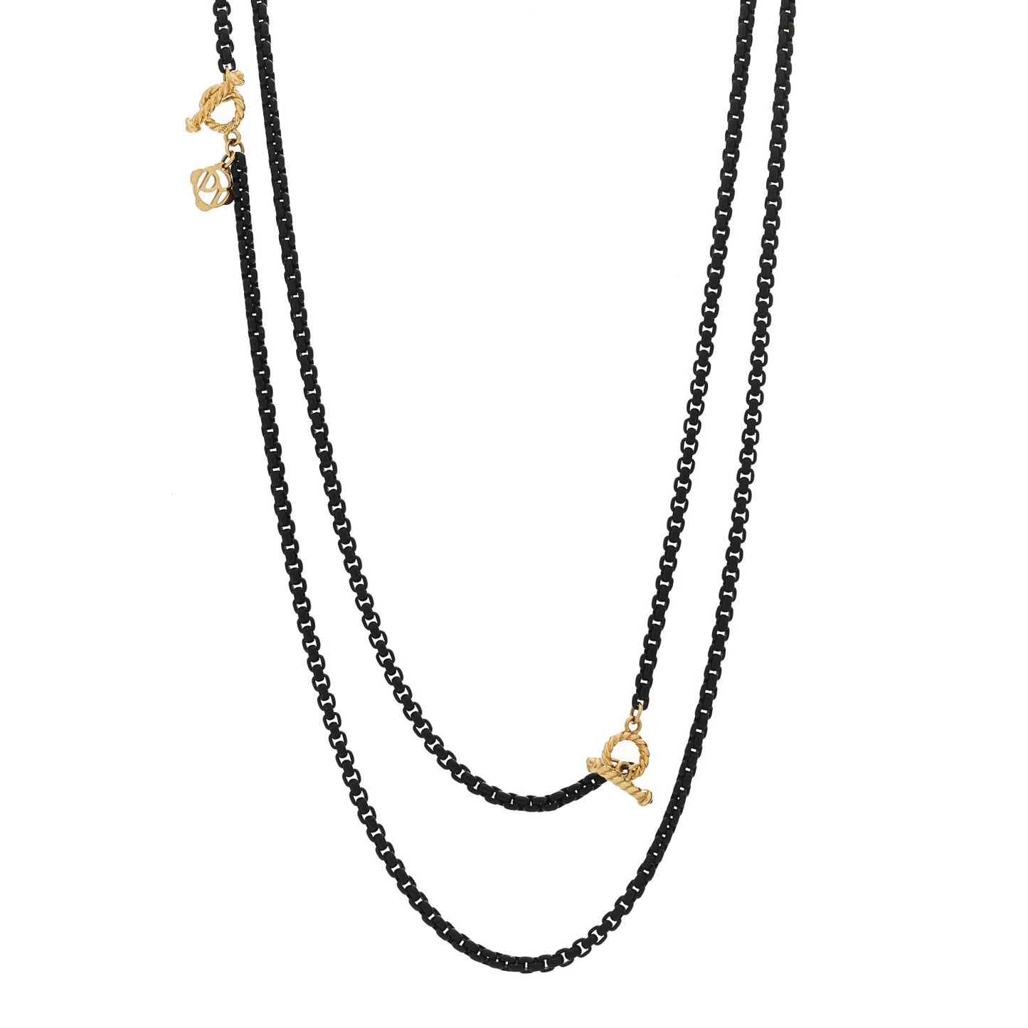 Stainless Steel 14K Yellow Gold Acrylic Bel Aire Chain Necklace Black
