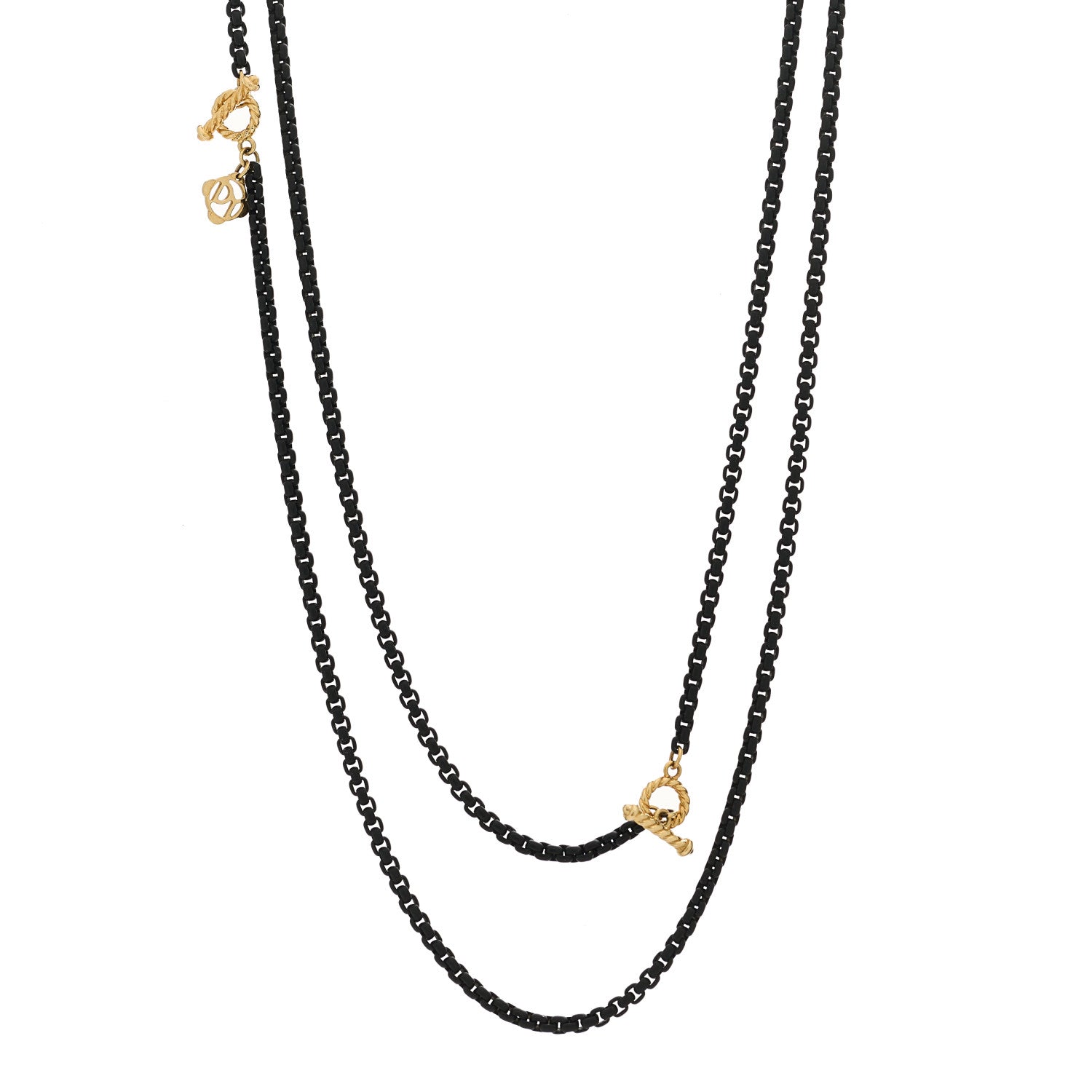 David Yurman Stainless Steel 14K Yellow Gold Acrylic Bel Aire Chain Necklace Black 1 of 5
