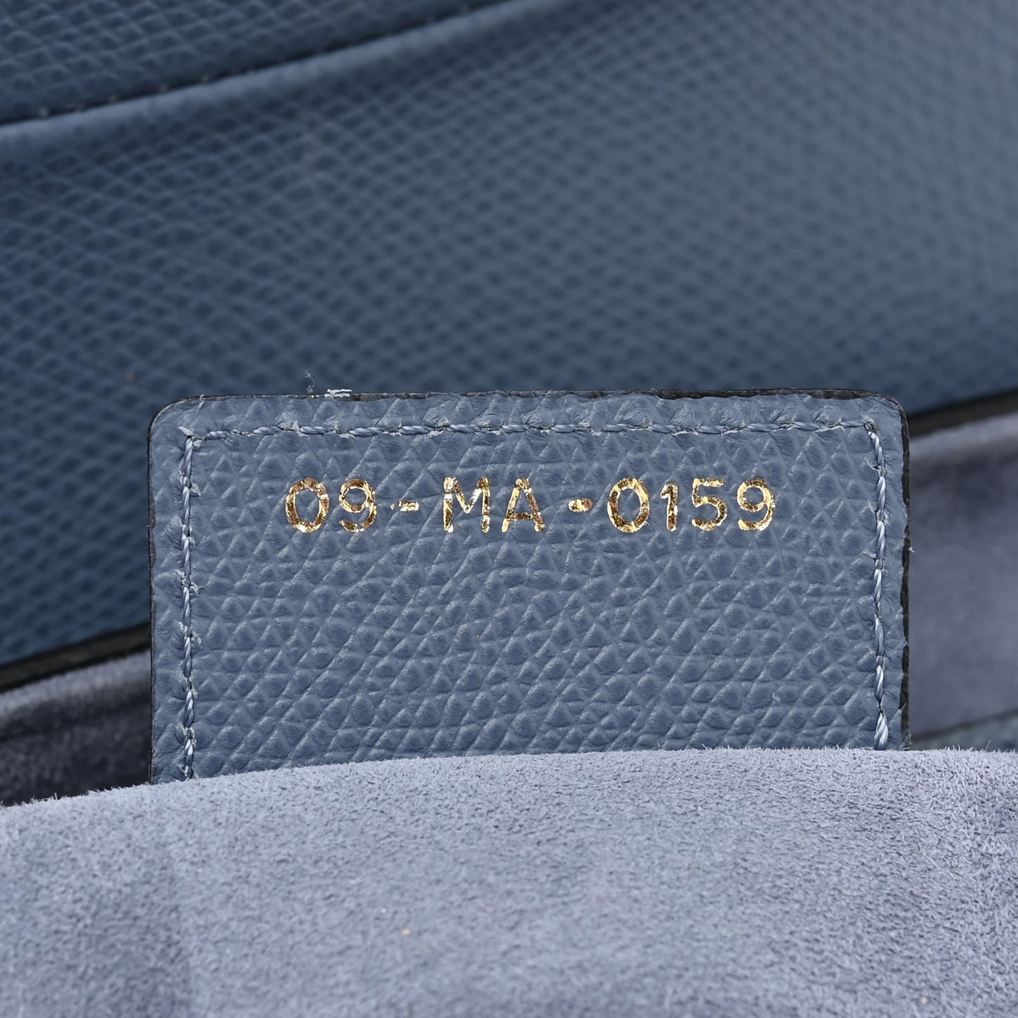 Grained Calfskin Saddle Bag Denim Blue