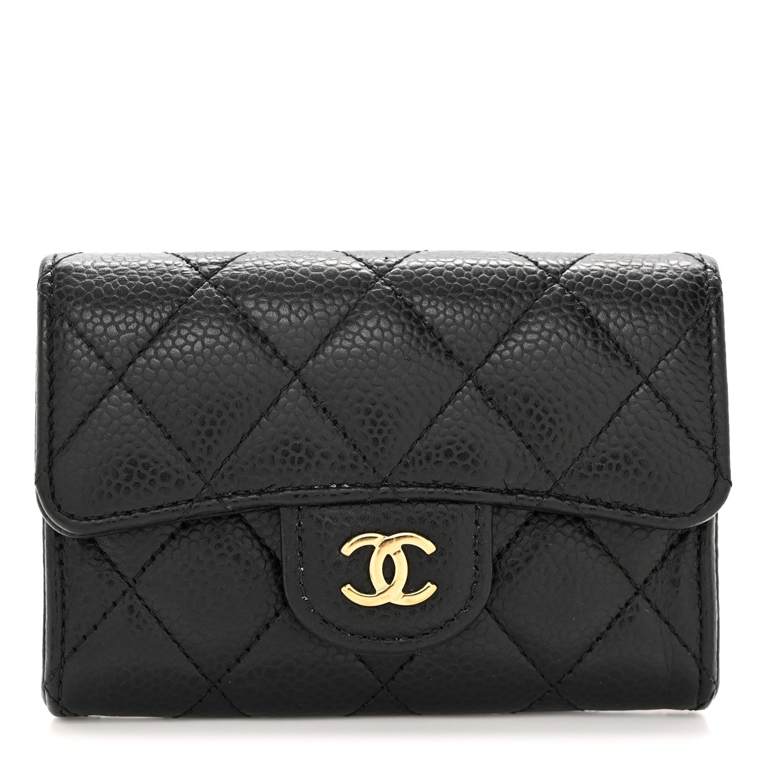 Chanel Caviar Quilted Flap Card Holder Wallet Black 1 of 9