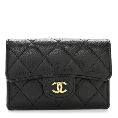 Chanel Caviar Quilted Flap Card Holder Wallet Black 1 of 9