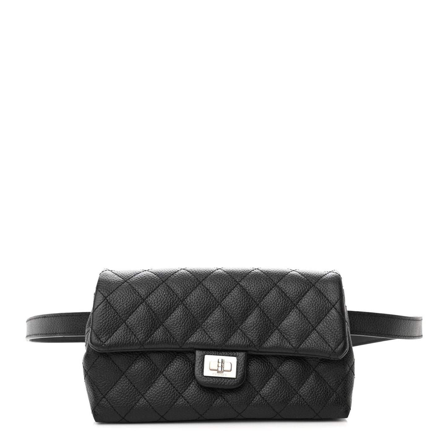 Grained Calfskin Quilted 2.55 Reissue Flap Belt Bag Clutch Black