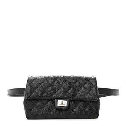 Chanel Grained Calfskin Quilted 2.55 Reissue Flap Belt Bag Clutch Black 1 of 11