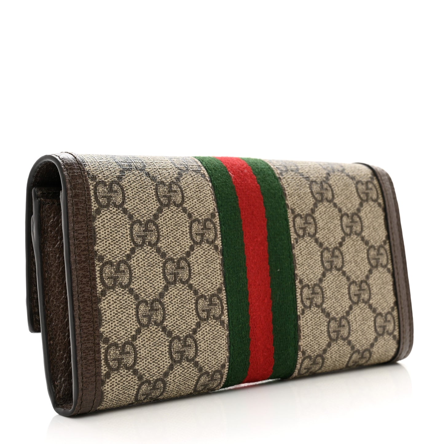 GG Supreme Monogram Web Ophidia Continental Wallet Brown