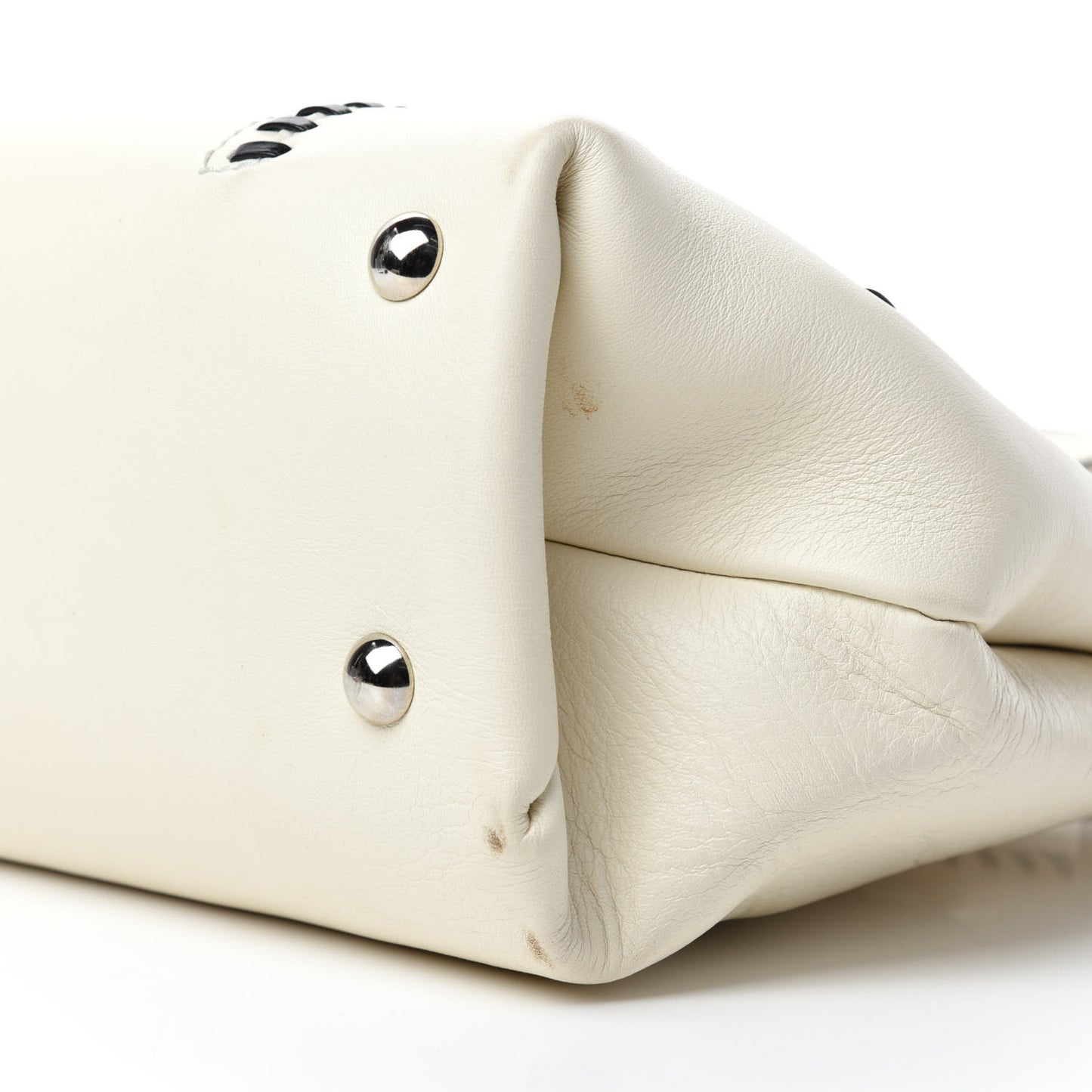 Calfskin Whipstitch Folk Tote White