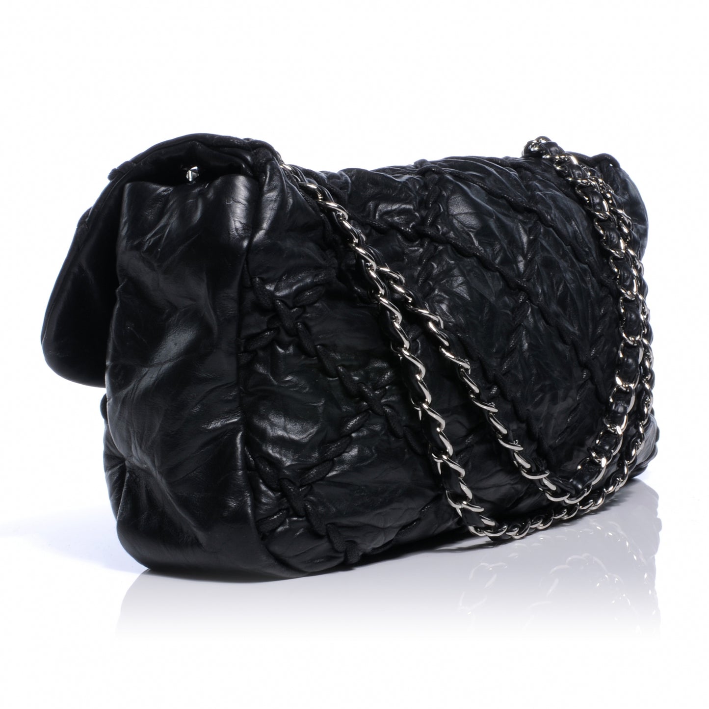 Calfskin Ultra Stitch Oversize Flap Black