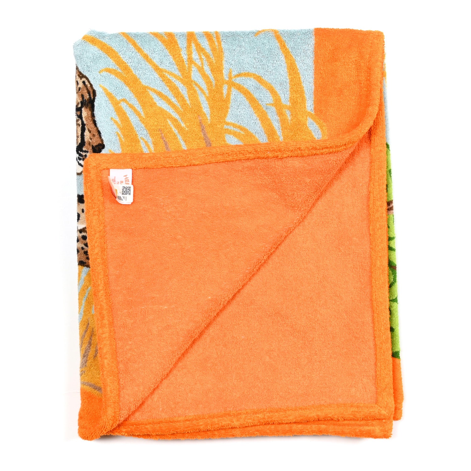 Hermes Cotton Terry Guepard Beach Towel Orange Ciel 3 of 7