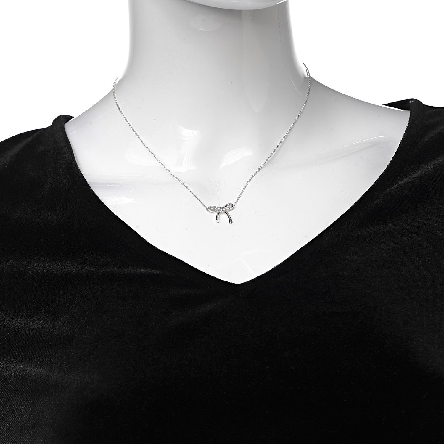 Tiffany Sterling Silver Small Bow Pendant Necklace 2 of 7
