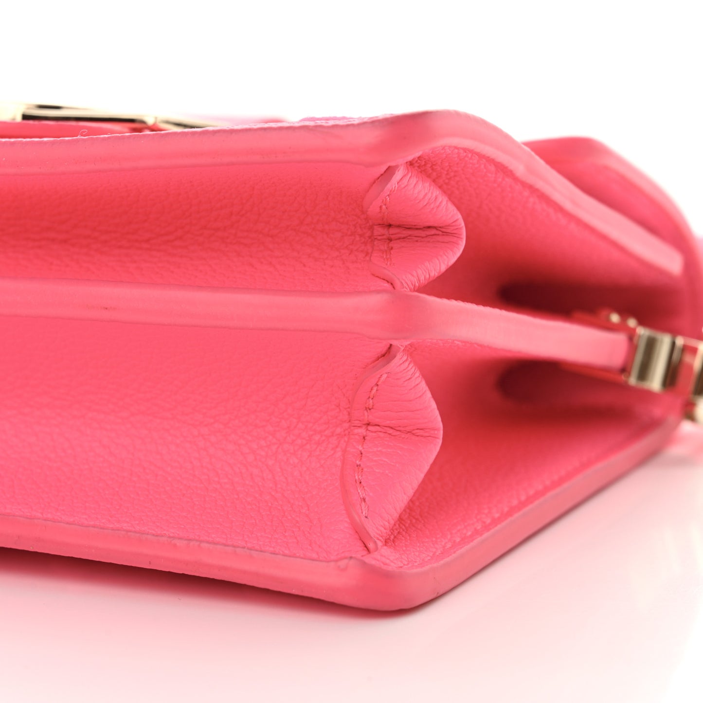 Grained Calfskin Tufted Monogram Mini Dauphine Fluo Pink