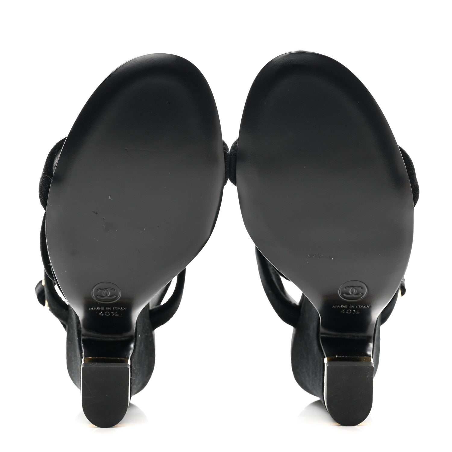 Chanel Velvet CC Sandals 40.5 Black 5 of 9