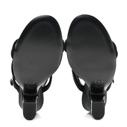 Chanel Velvet CC Sandals 40.5 Black 5 of 9