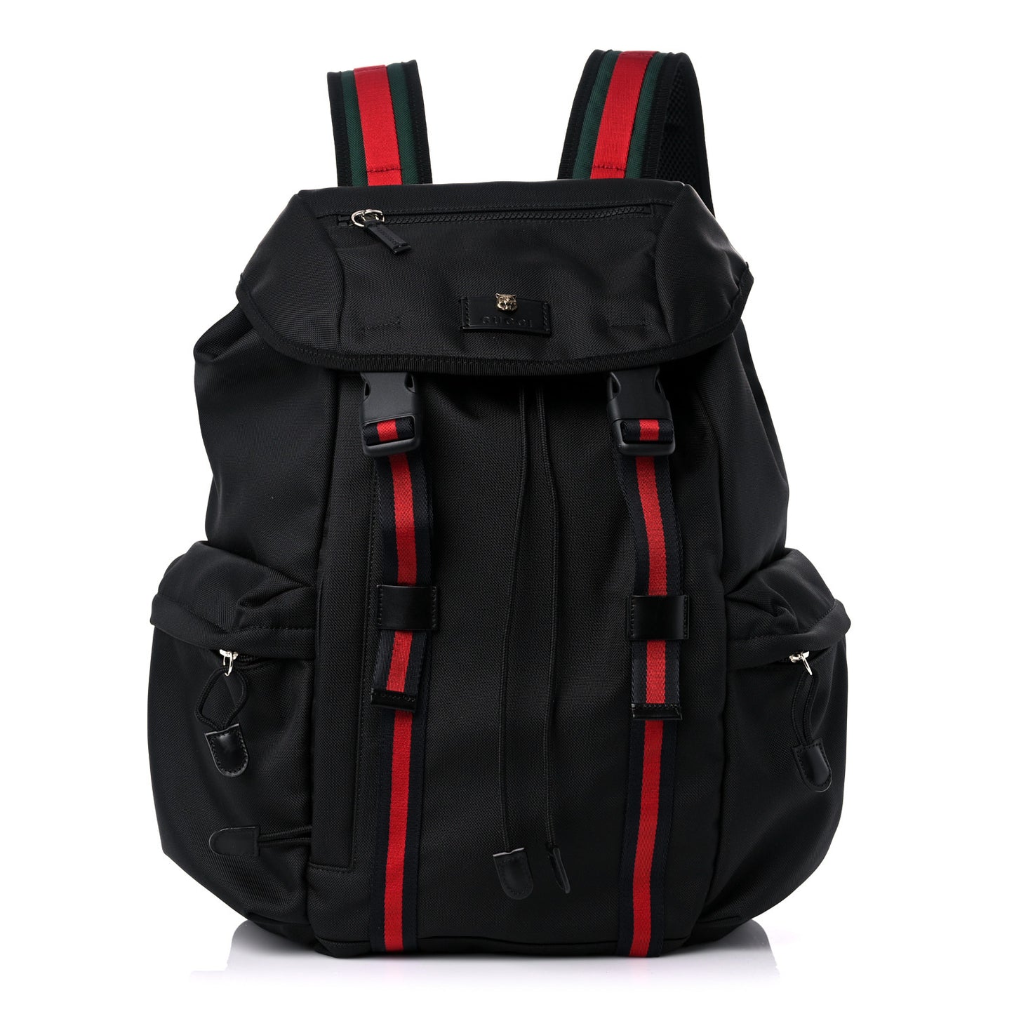 Techno Canvas Web Double Buckle Backpack Black