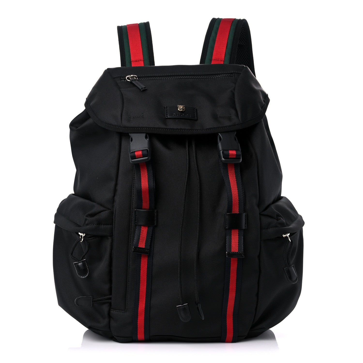Gucci Techno Canvas Web Double Buckle Backpack Black 1 of 11