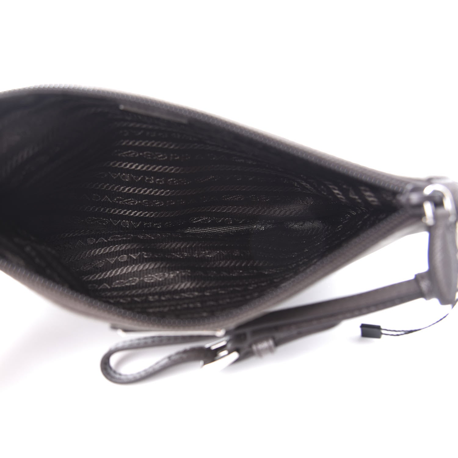 Prada Tessuto Nylon Saffiano Wristlet Grey 6 of 8