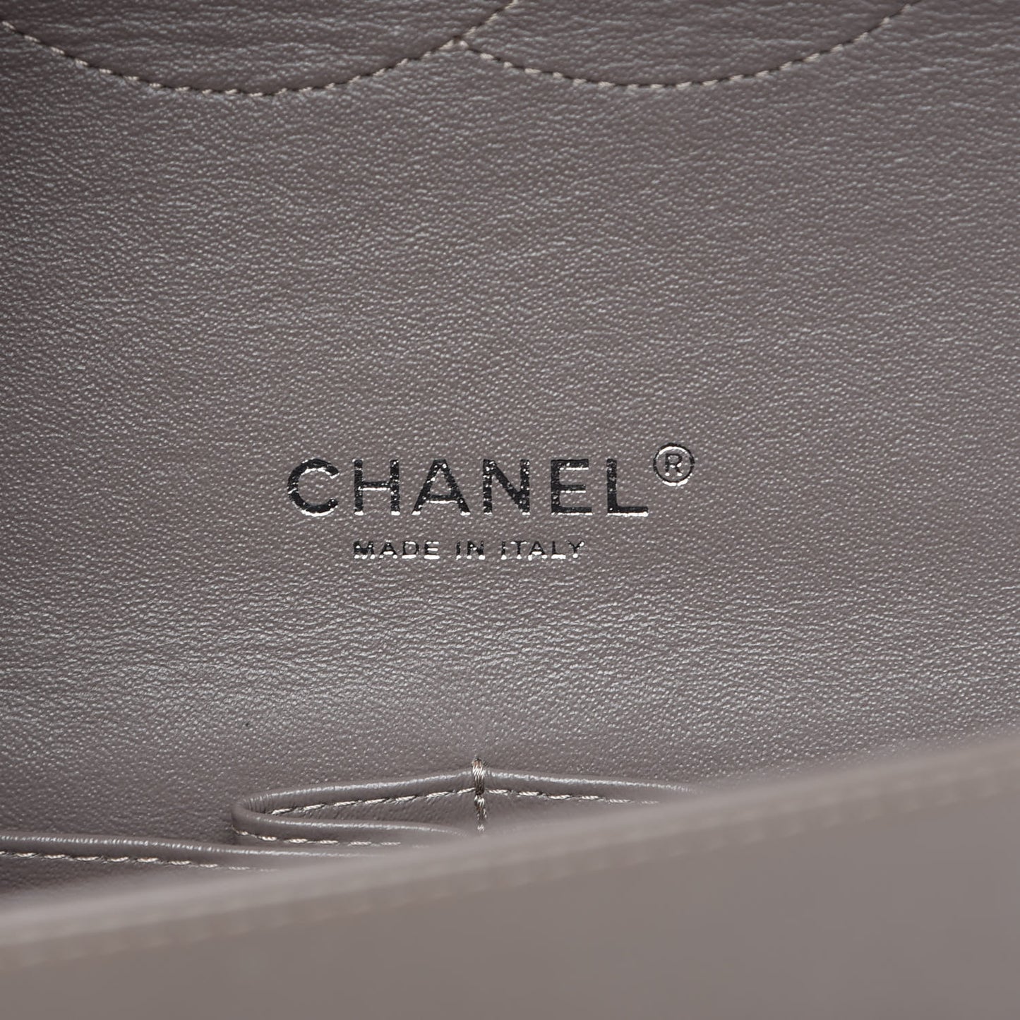Patent Calfskin Quilted Maxi Double Flap Grey