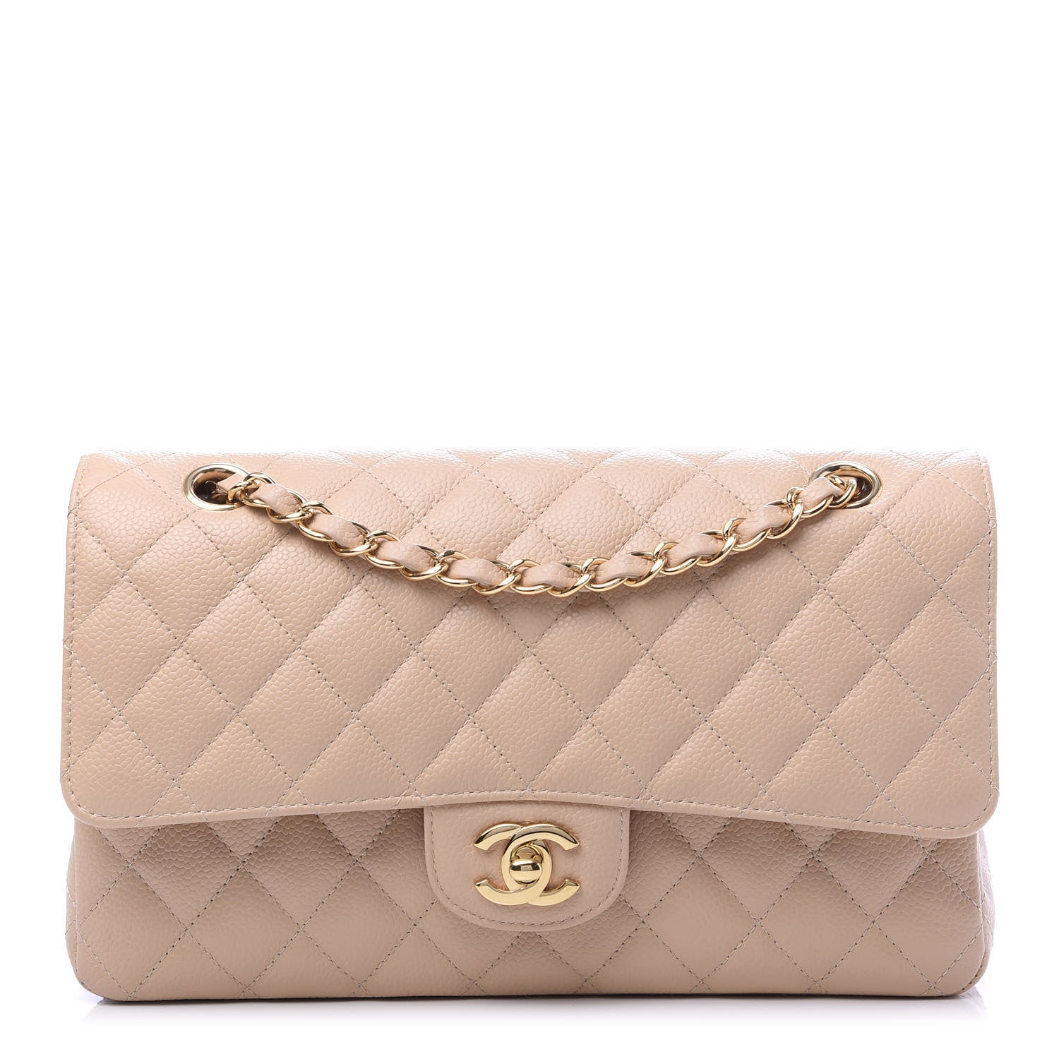 Chanel Caviar Quilted Medium Double Flap Beige 1 of 11