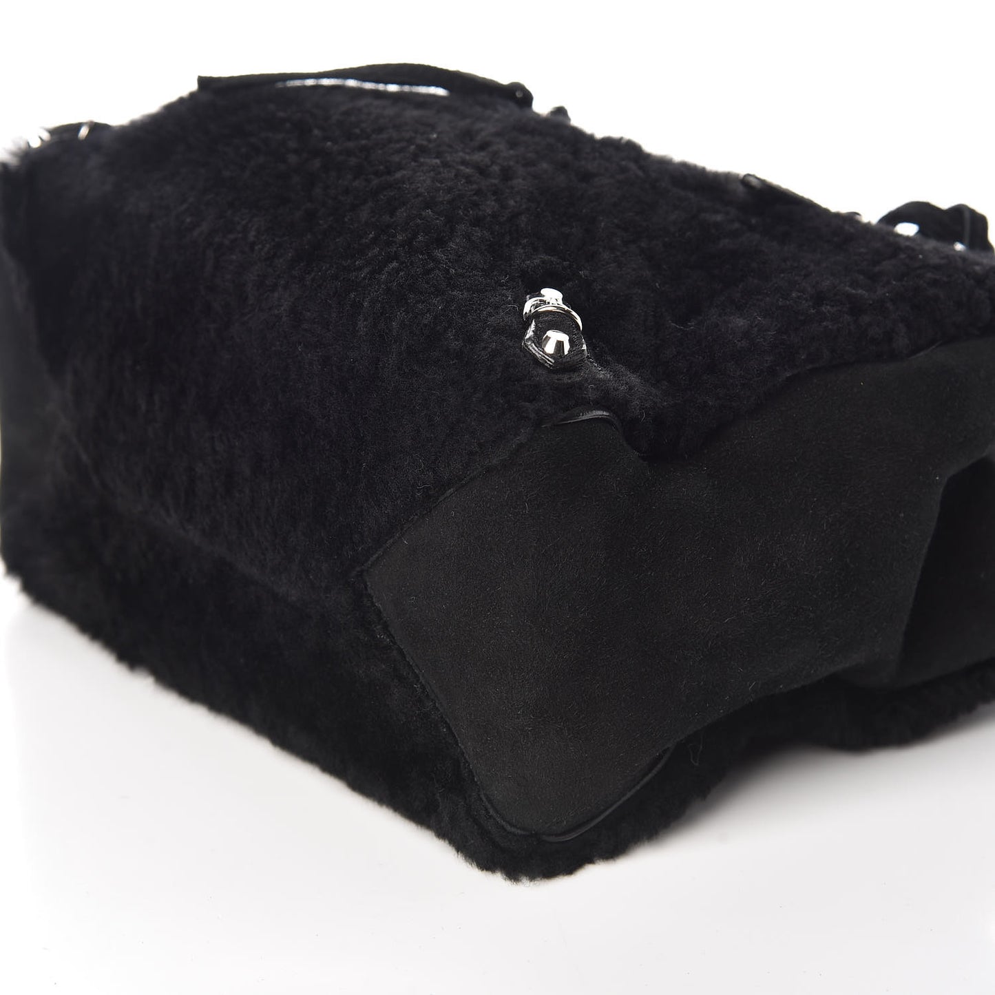 Shearling Suede Classic Silver Hardware Papier Mini A4 Tote Black