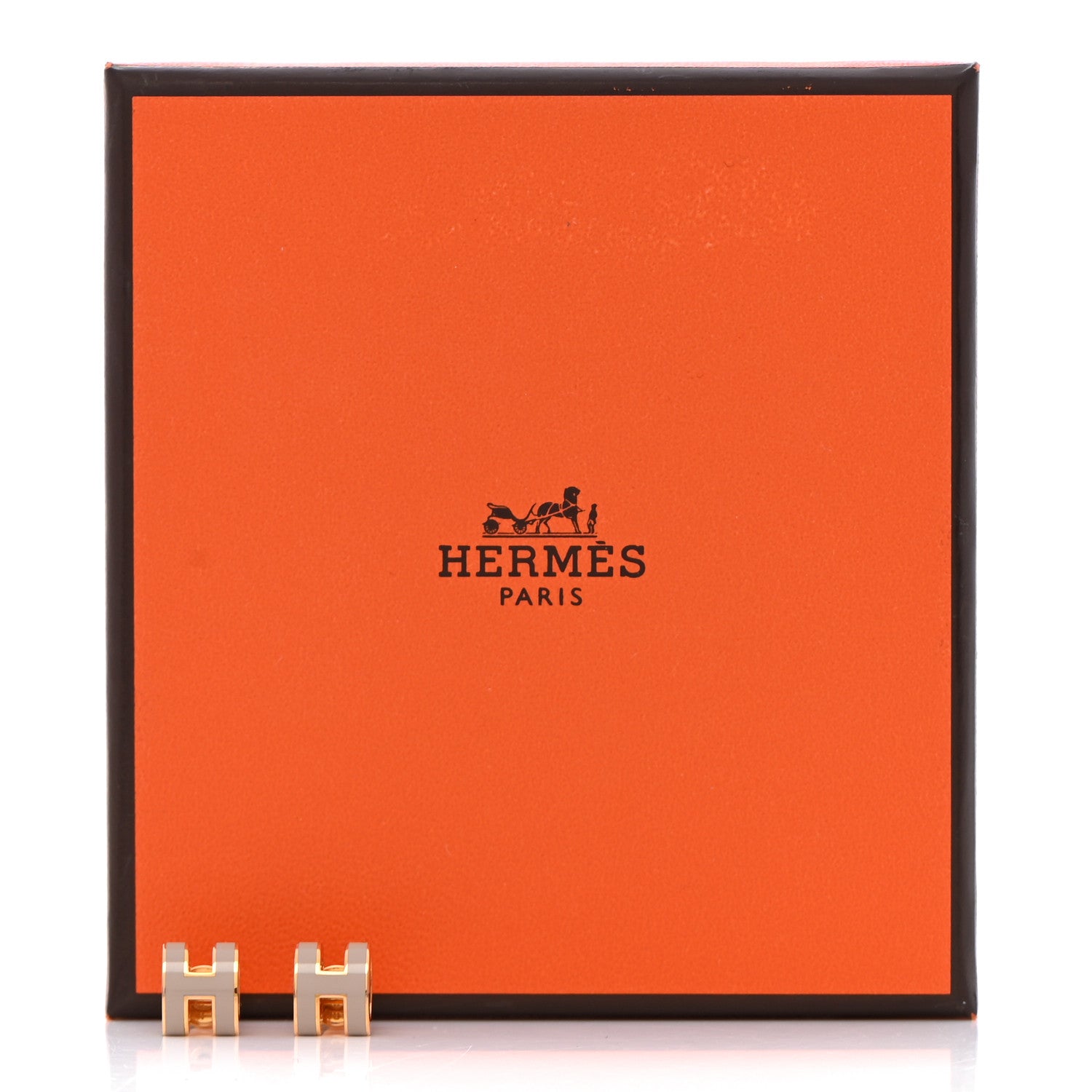 Hermes Gold Lacquered Mini Pop H Earrings Marron Glace 6 of 6