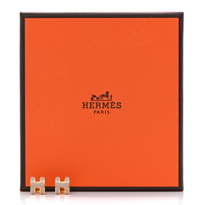 Hermes Gold Lacquered Mini Pop H Earrings Marron Glace 6 of 6