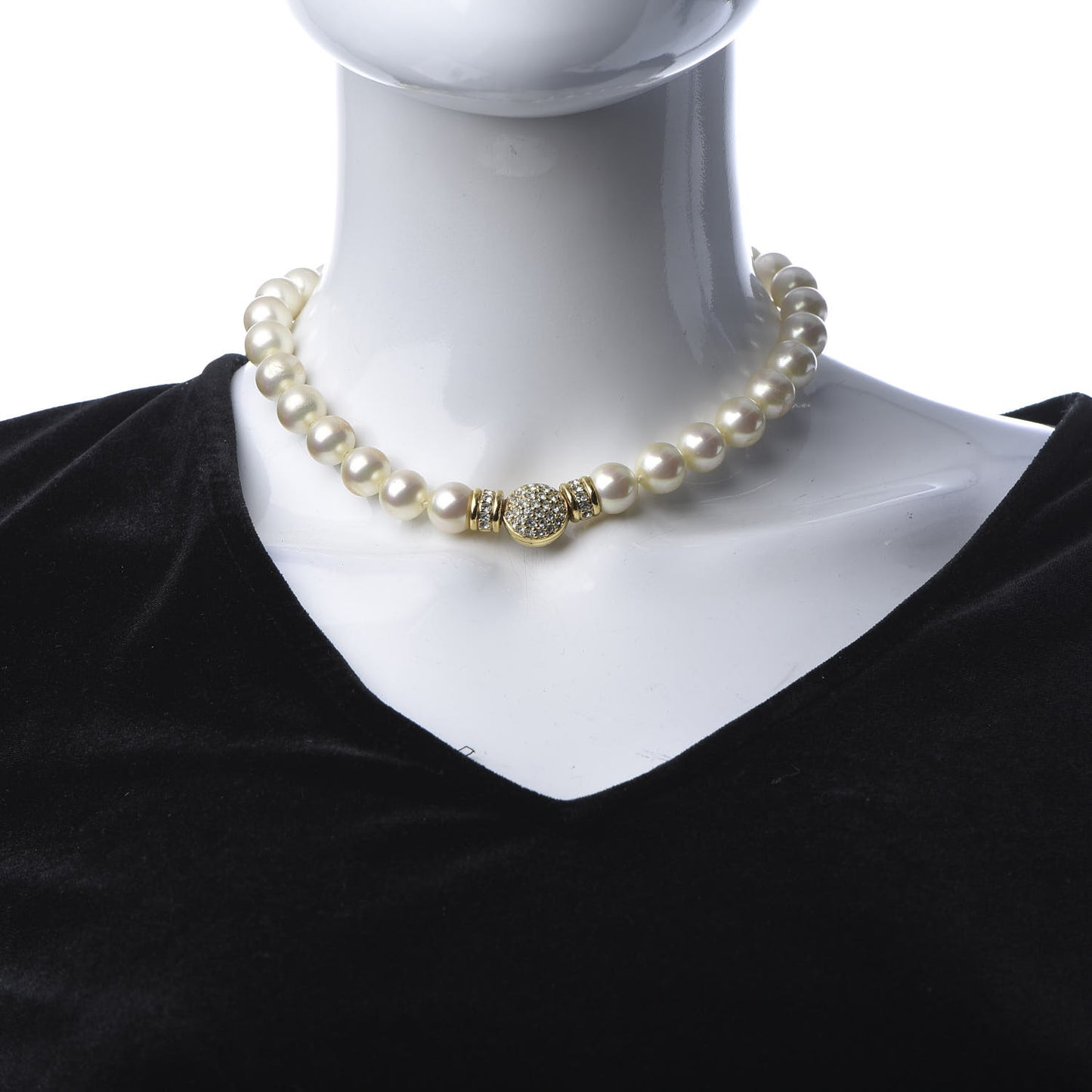 Pearl Crystal Necklace Gold