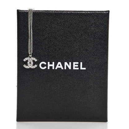 Chanel Crystal CC Pendant Necklace Silver 6 of 6
