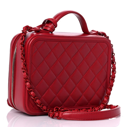 Chanel Lambskin Quilted Medium CC Filigree Vanity Case Dark Red 2 of 13