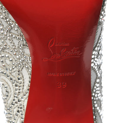 Christian Louboutin Calfskin Scalloped Lace Crystal Top Vague 100 Pumps 39 White 6 of 8