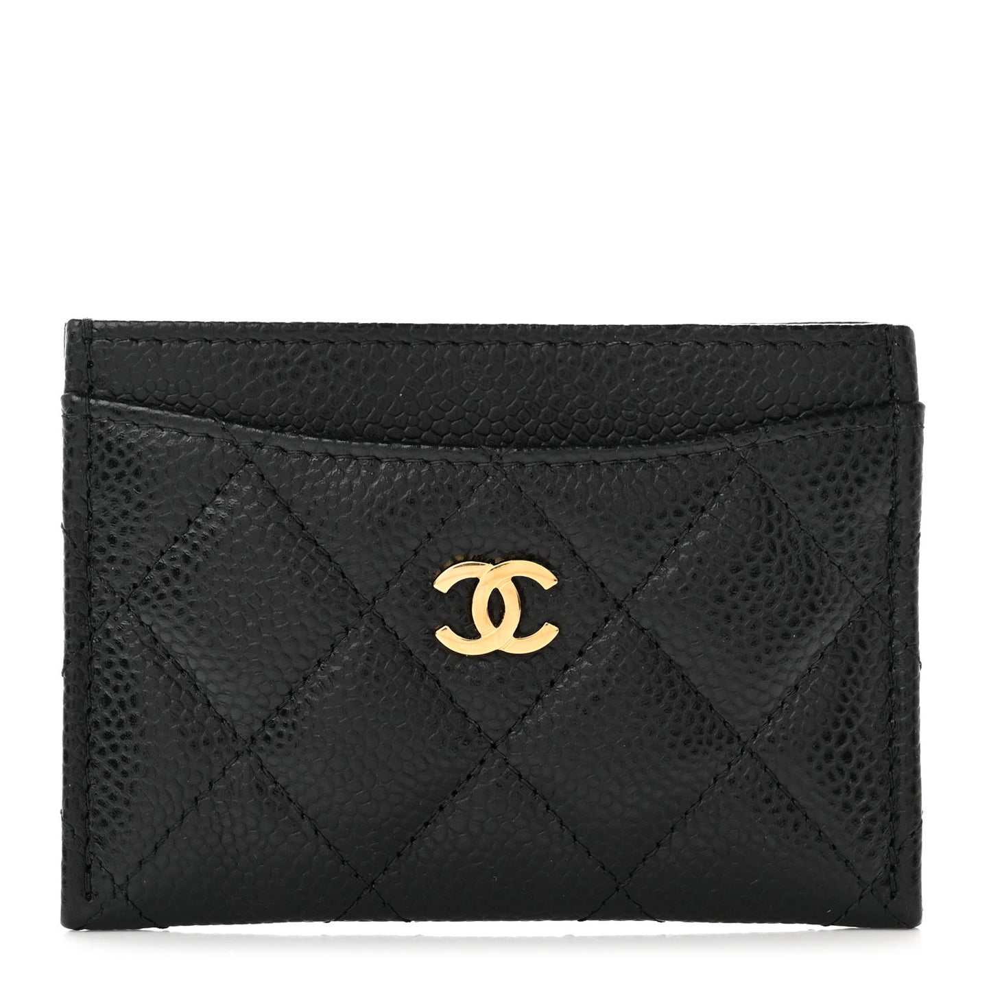 Caviar Quilted Card Holder Black