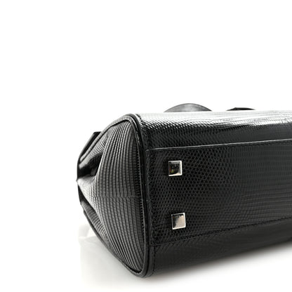 Saint Laurent Lizard Le Fermoir Top Handle Bag Small Black 8 of 9