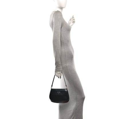 Prada Spazzolato Cleo Flap Shoulder Bag Black 2 of 10