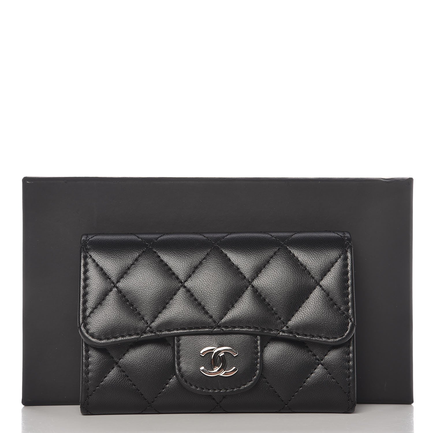 Chanel Lambskin Quilted Flap Card Holder Black 9 of 9