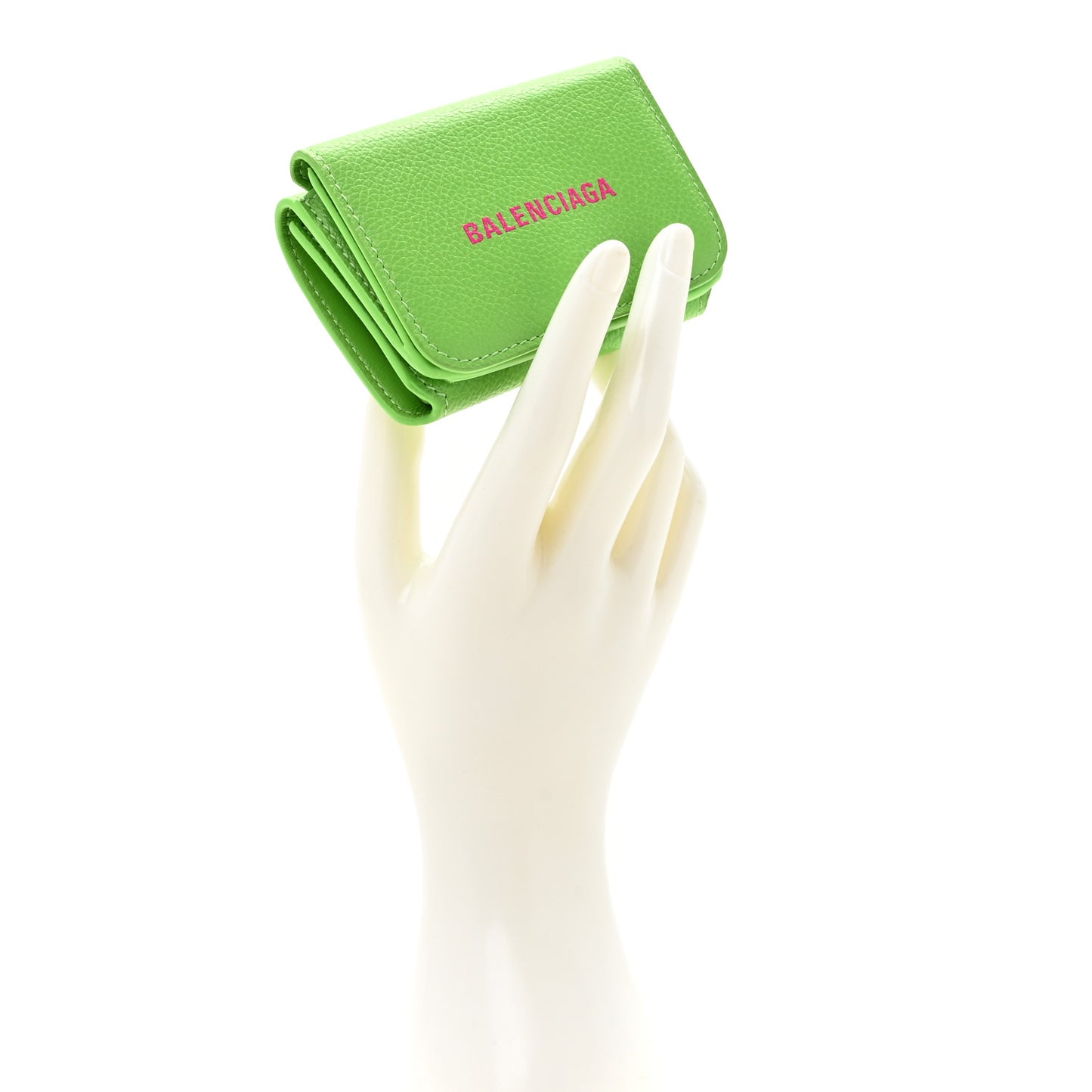 Calfskin Logo Everyday Mini Wallet Green Pink