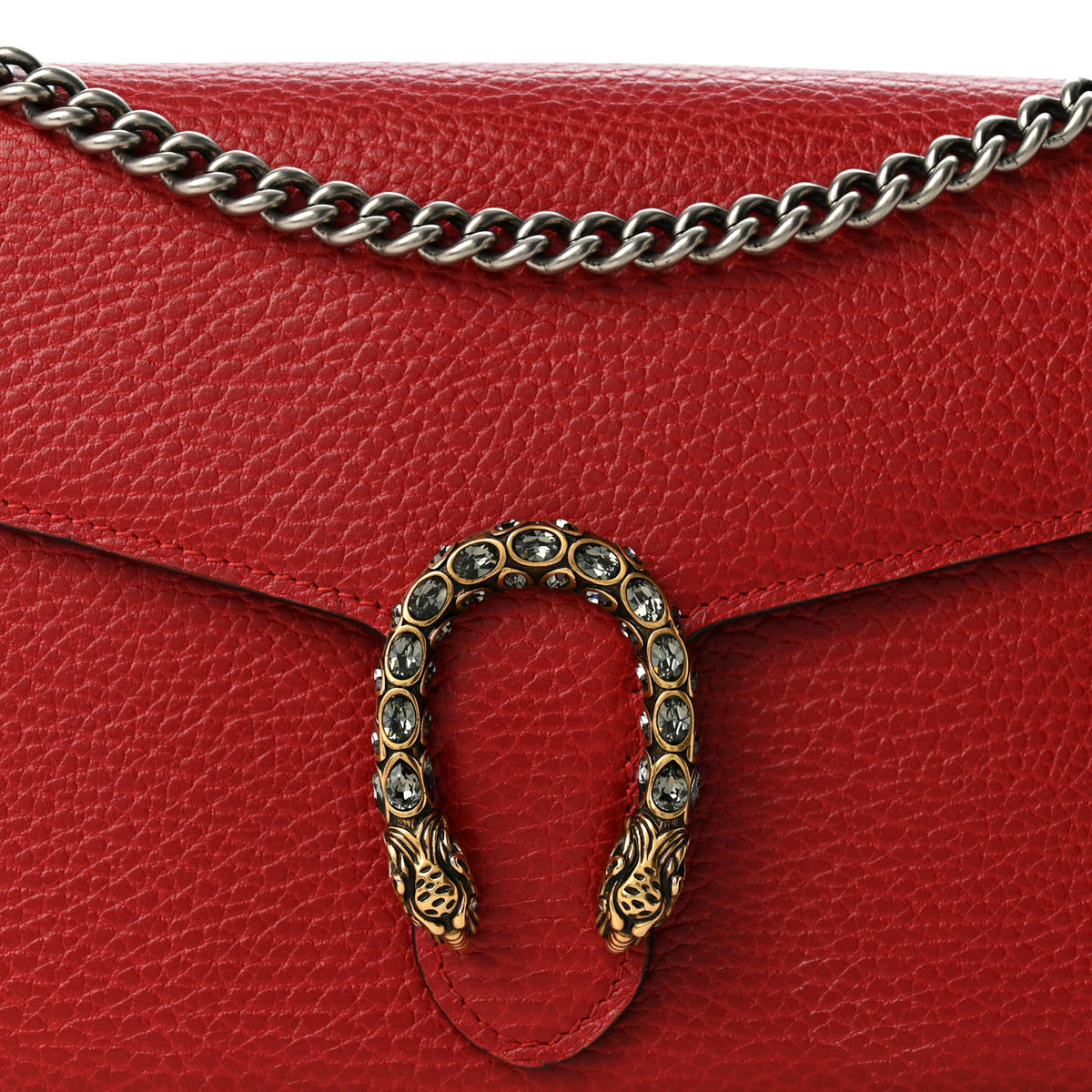 Gucci Calfskin Mini Dionysus Chain Wallet Hibiscus Red 8 of 10