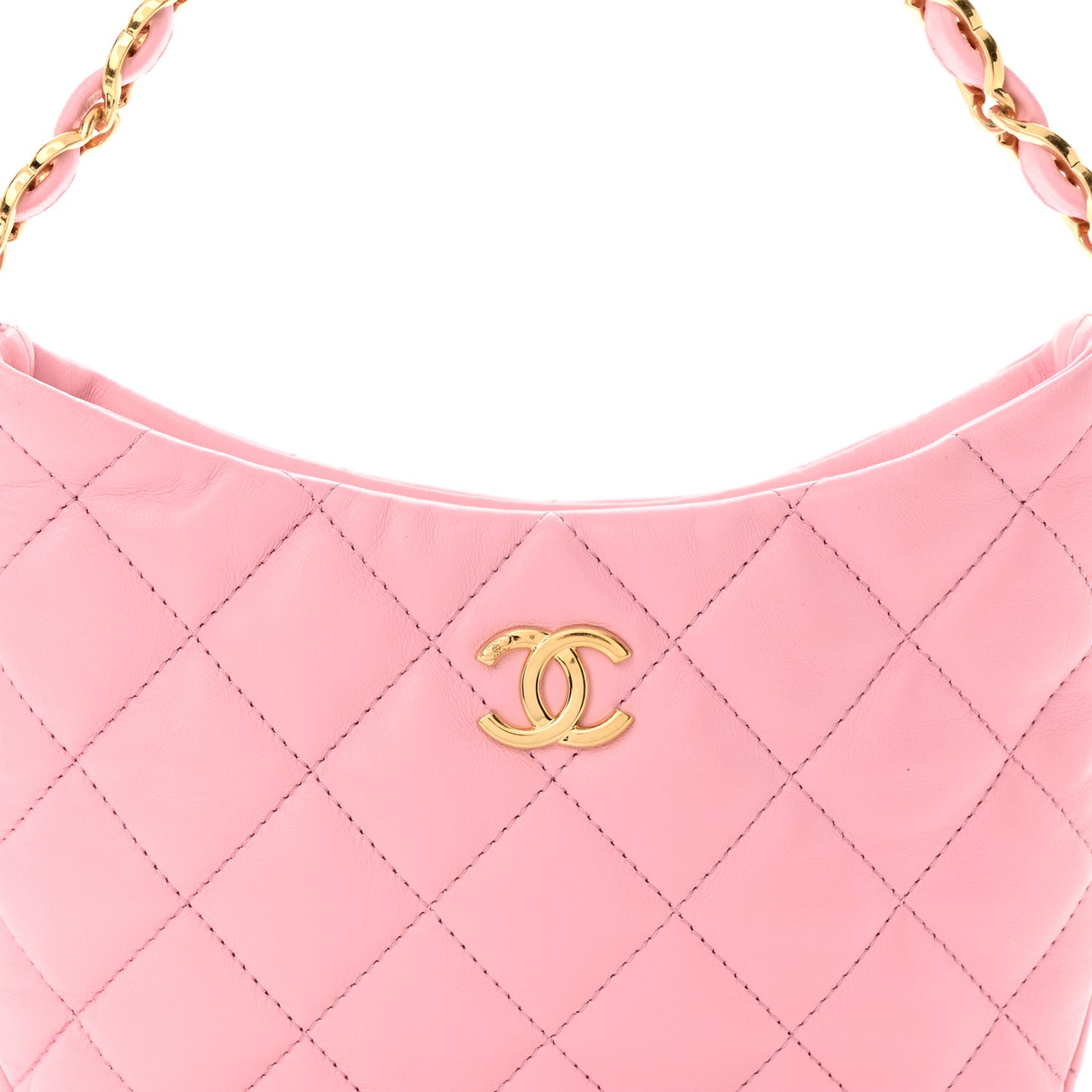 Lambskin Quilted CC Links Hobo Light Pink
