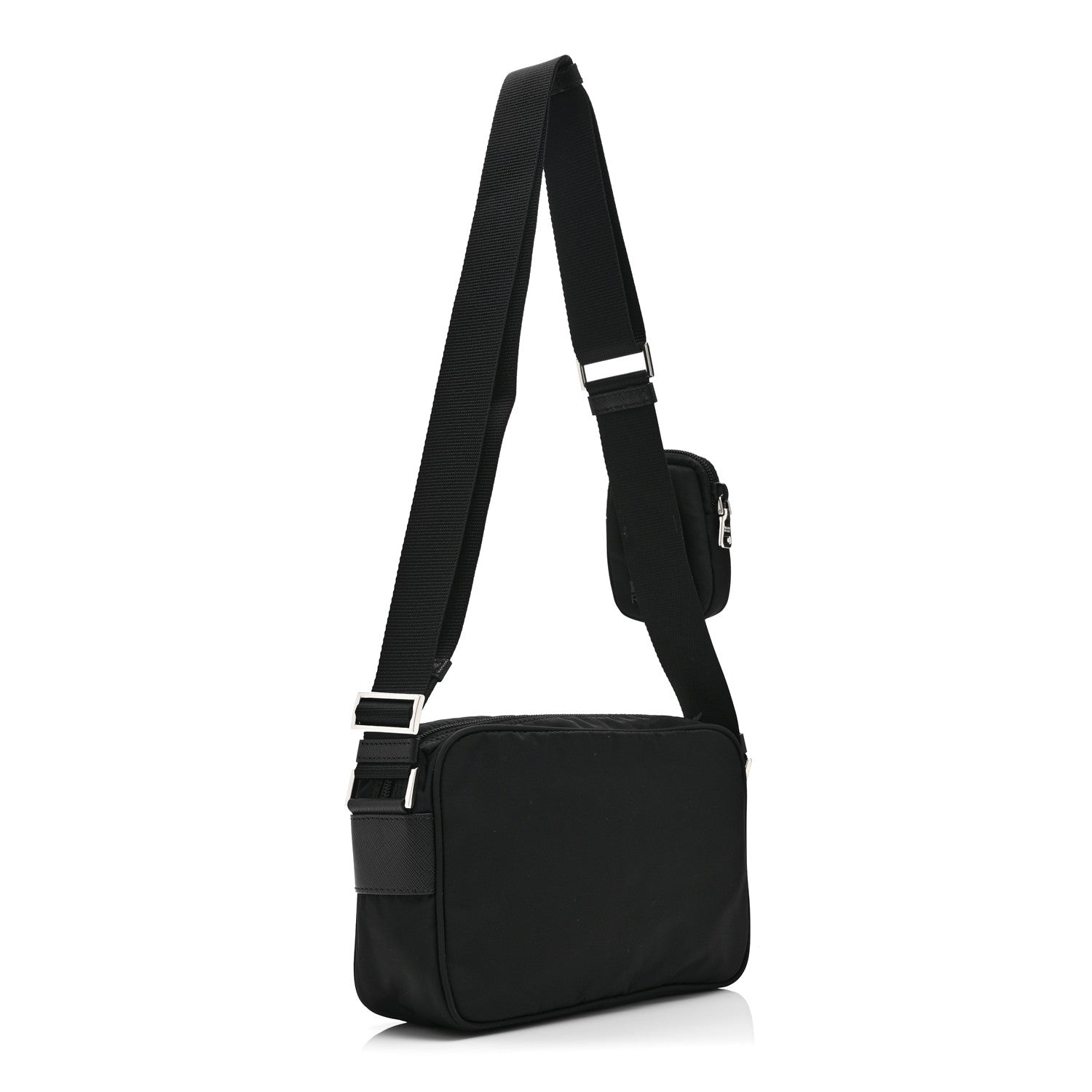 Prada Re-Nylon Vela Saffiano Pocket Double Zip Shoulder Bag Black 3 of 10