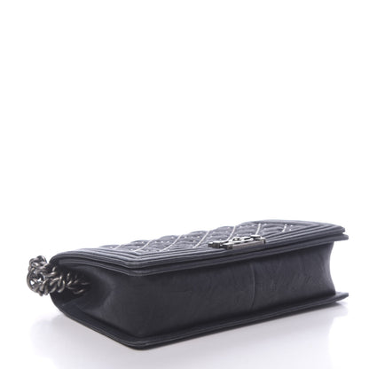 Chanel Crumpled Lambskin New Medium Studded Boy Flap Navy 4 of 17