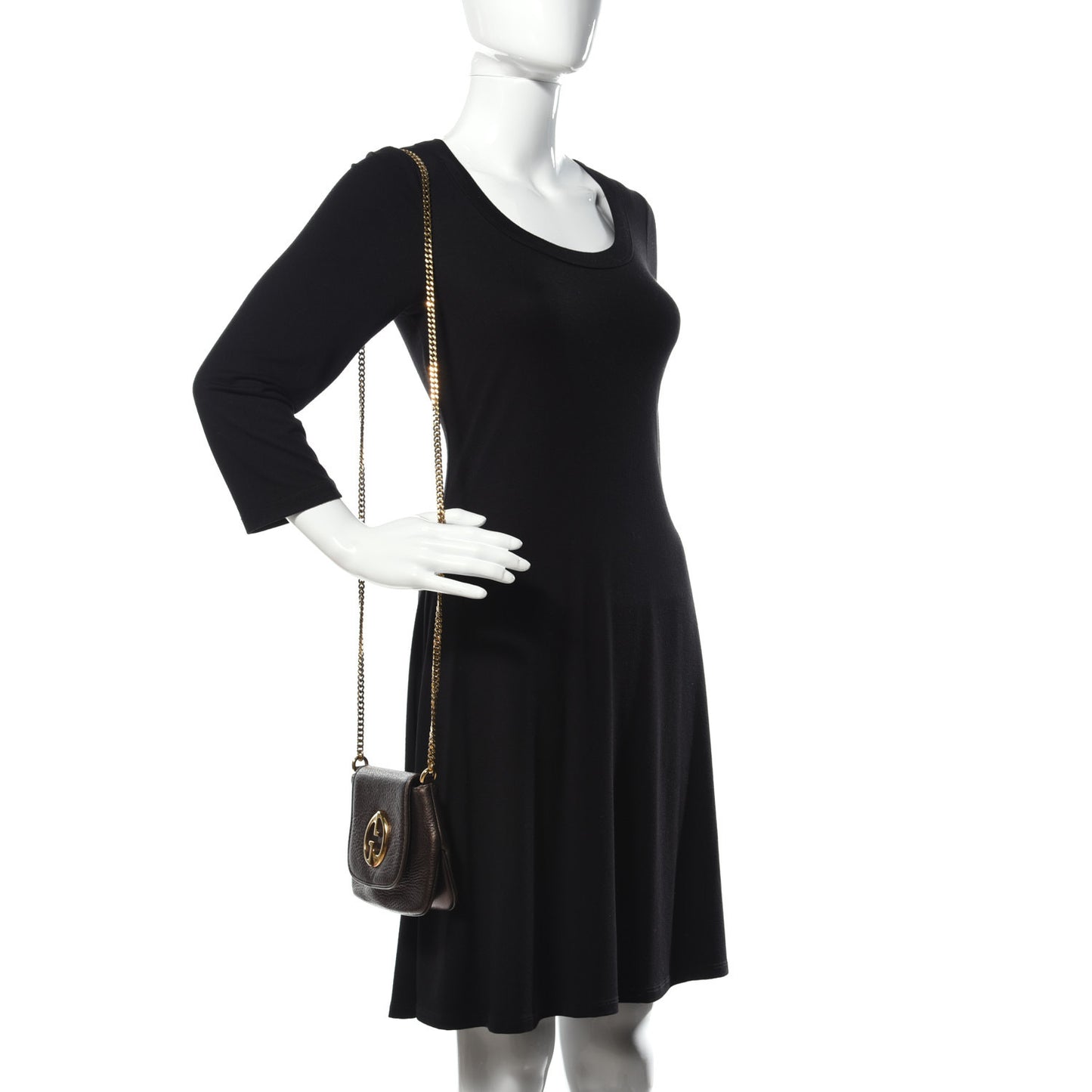 Metallic Pebbled Calfskin Small 1973 Chain Shoulder Bag Winter Leaf