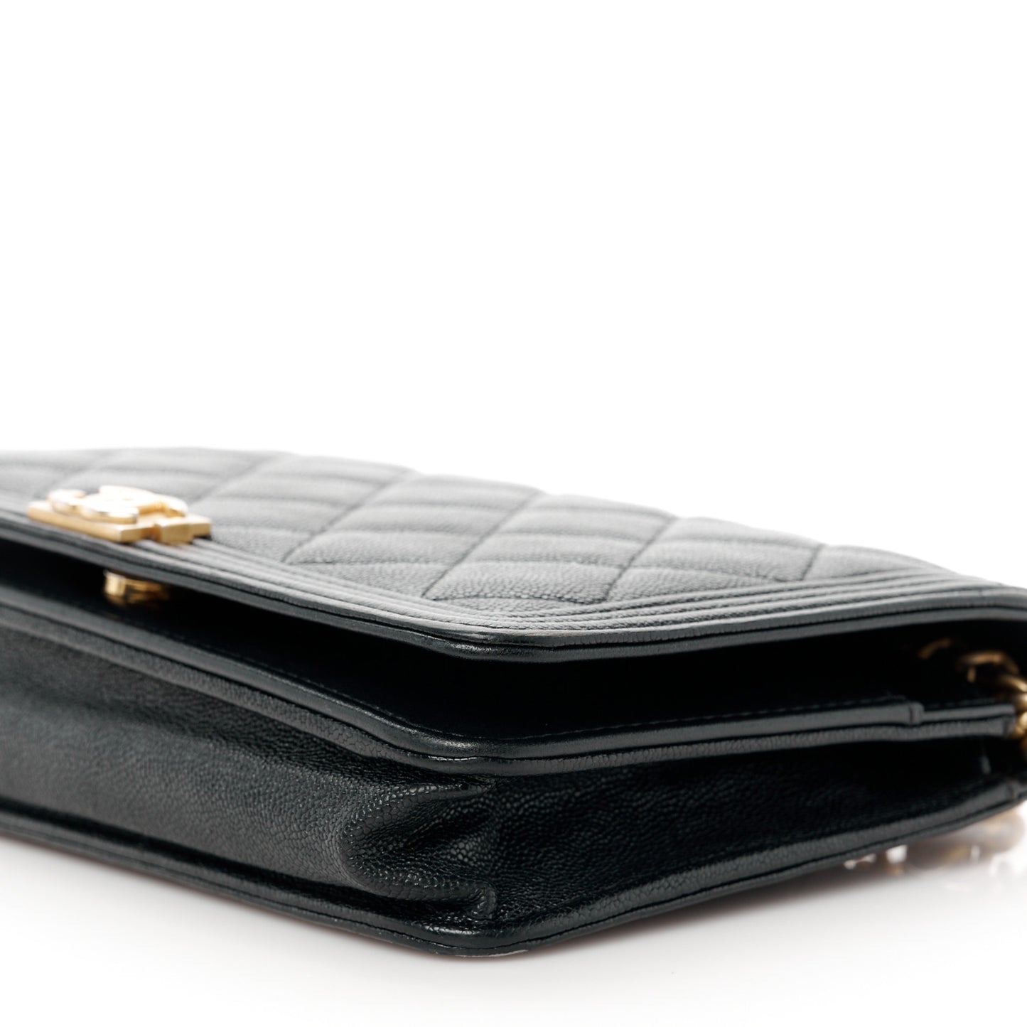 Caviar Quilted Boy Wallet On Chain WOC Black