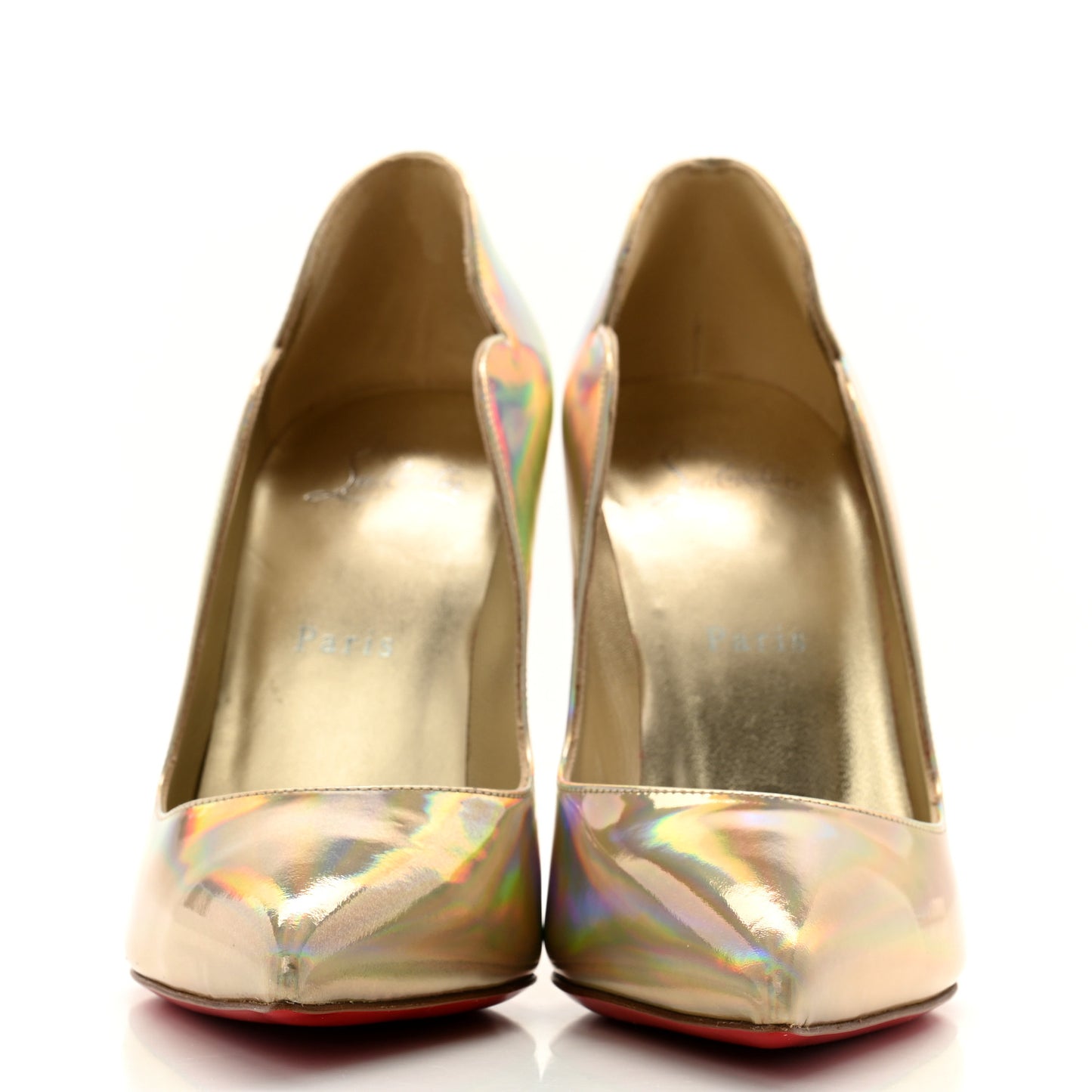 Metallic Patent Psychic Hot Chick 100 Pumps 38.5 Platine