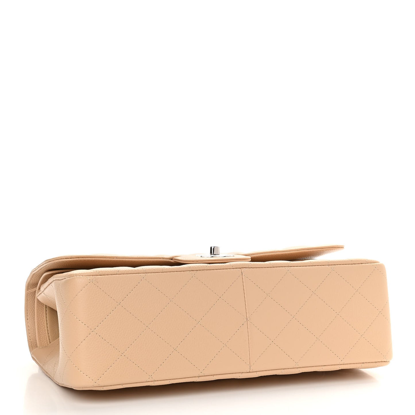 Caviar Quilted Jumbo Double Flap Beige