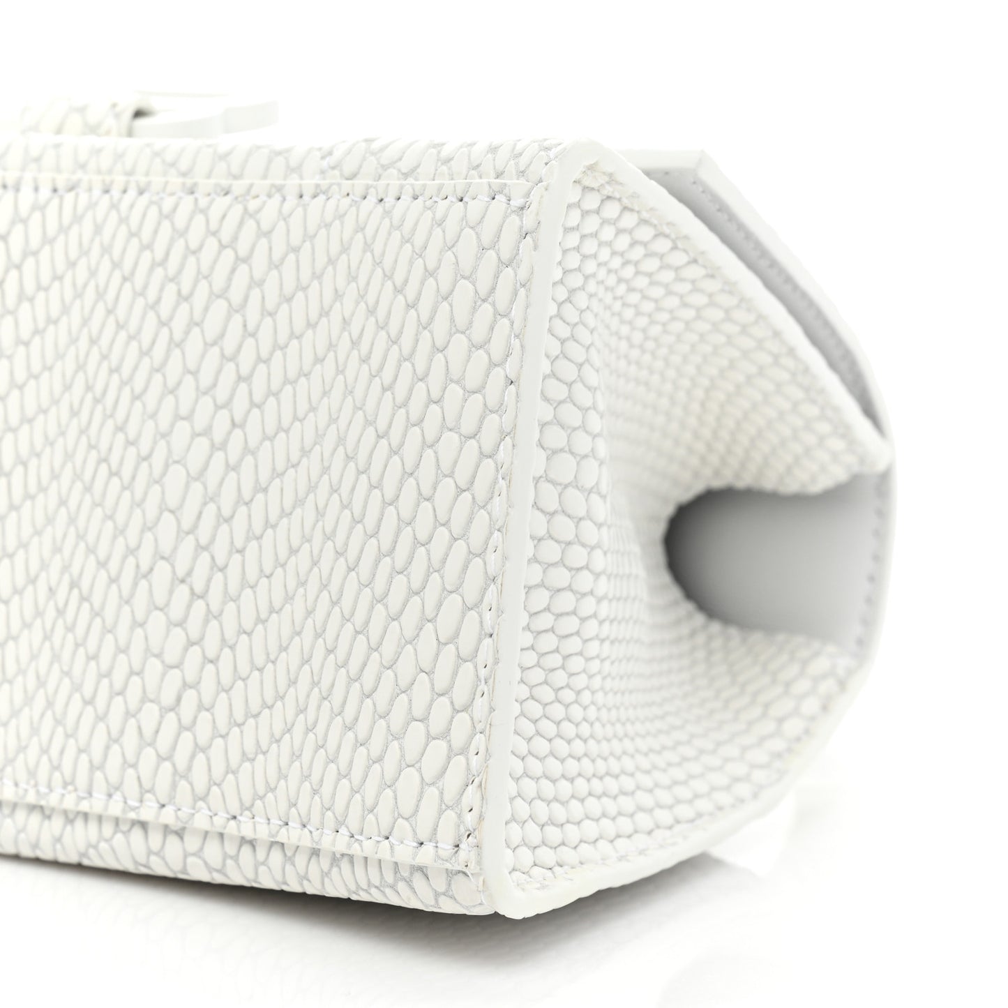 Matte Calfskin Snake Embossed Tonal B Small Hourglass Top Handle Bag Optic White