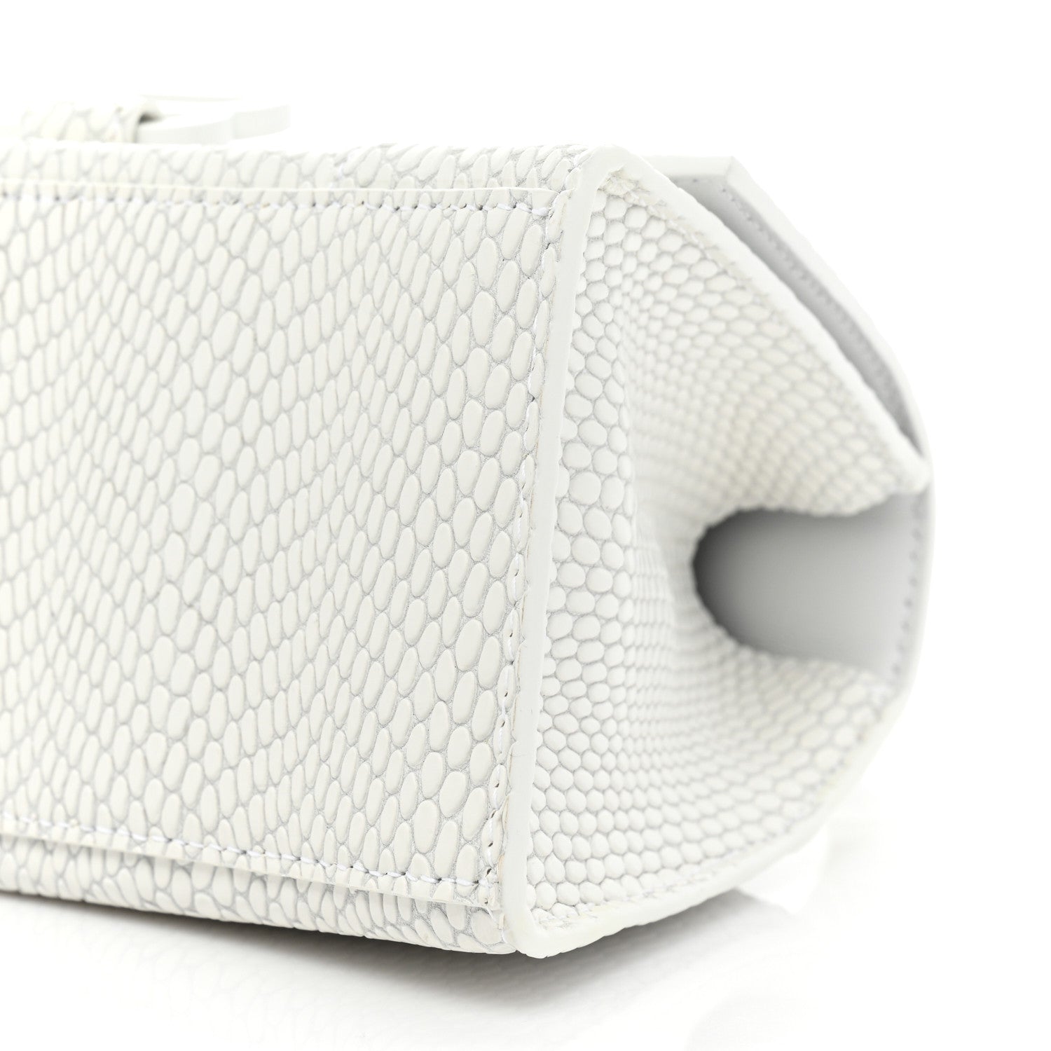 Balenciaga Matte Calfskin Snake Embossed Tonal B Small Hourglass Top Handle Bag Optic White 7 of 10