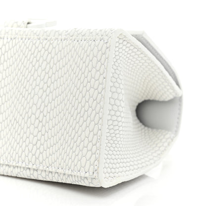 Balenciaga Matte Calfskin Snake Embossed Tonal B Small Hourglass Top Handle Bag Optic White 7 of 10