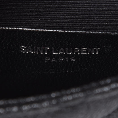 Saint Laurent Metallic Crackled Calfskin Chevron Monogram Micro Crossbody Bag Black 6 of 9