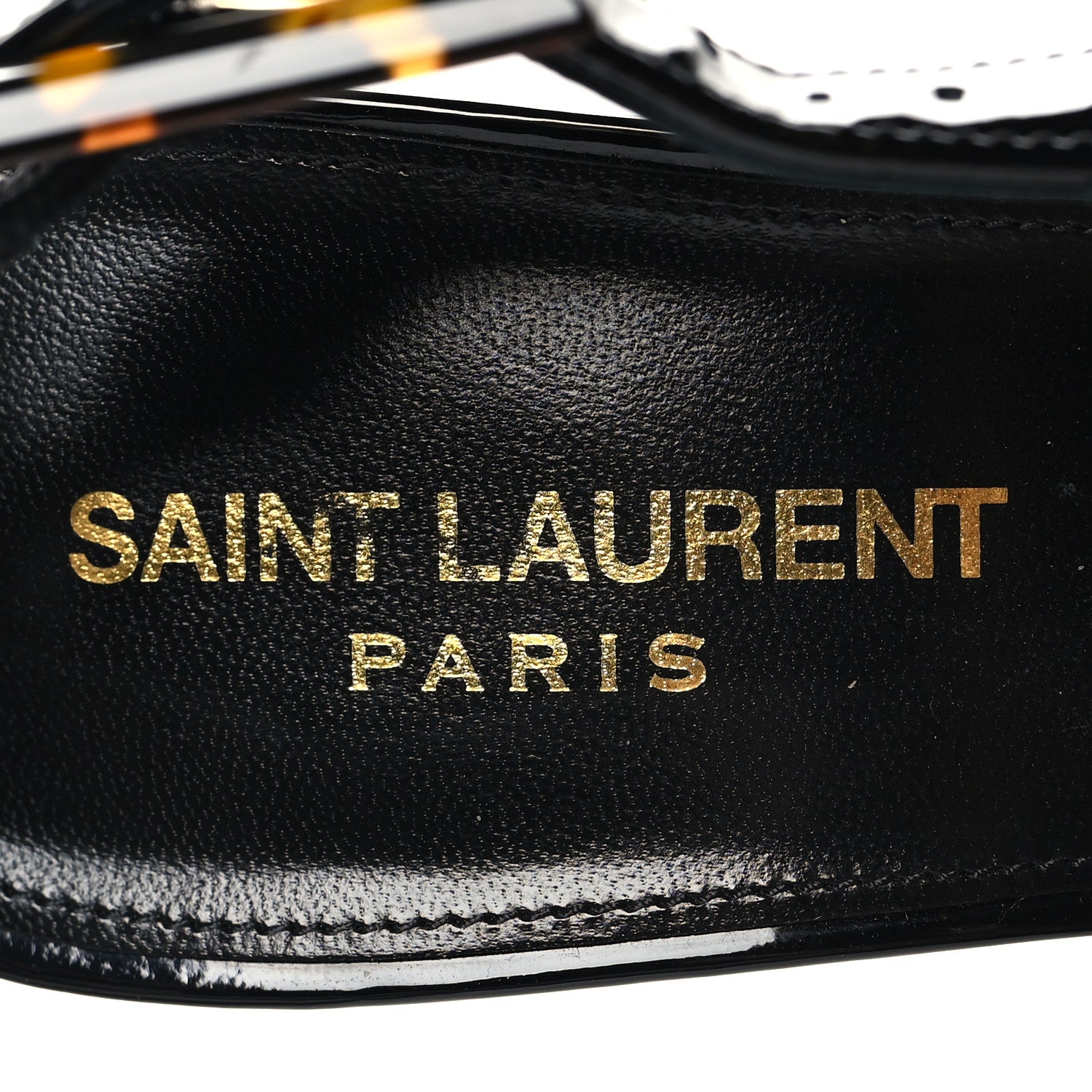 Saint Laurent Vernice Gloss Dune 110 Slingback Pumps 40 Black 9 of 11