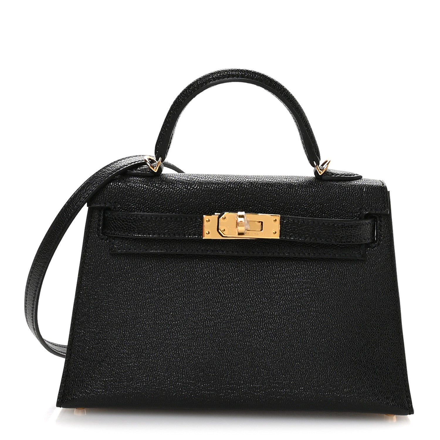 Hermes Chevre Mysore Horseshoe Mini Kelly Sellier 20 Black Rose Poupre 1 of 11