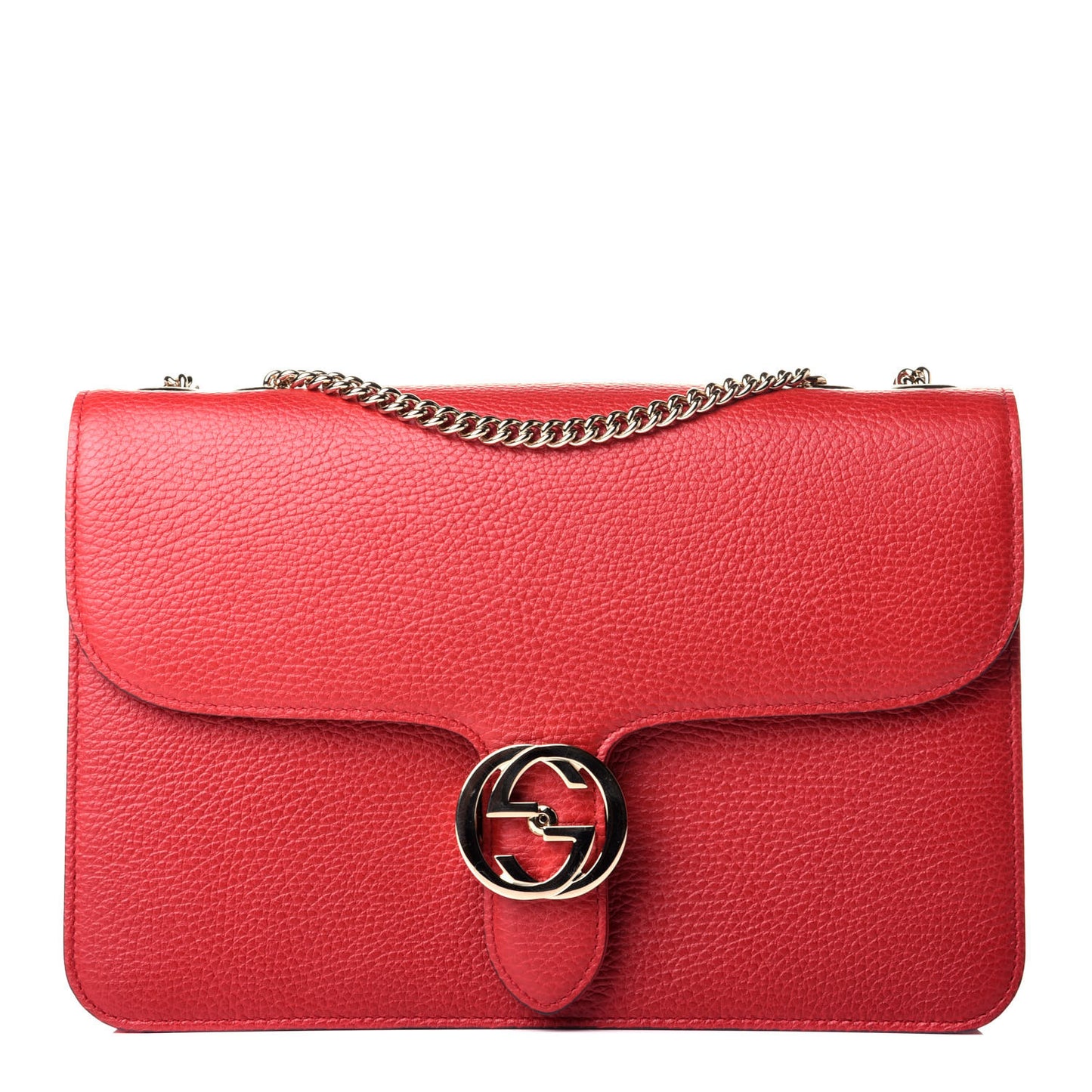 Dollar Calfskin Interlocking G Shoulder Bag Red